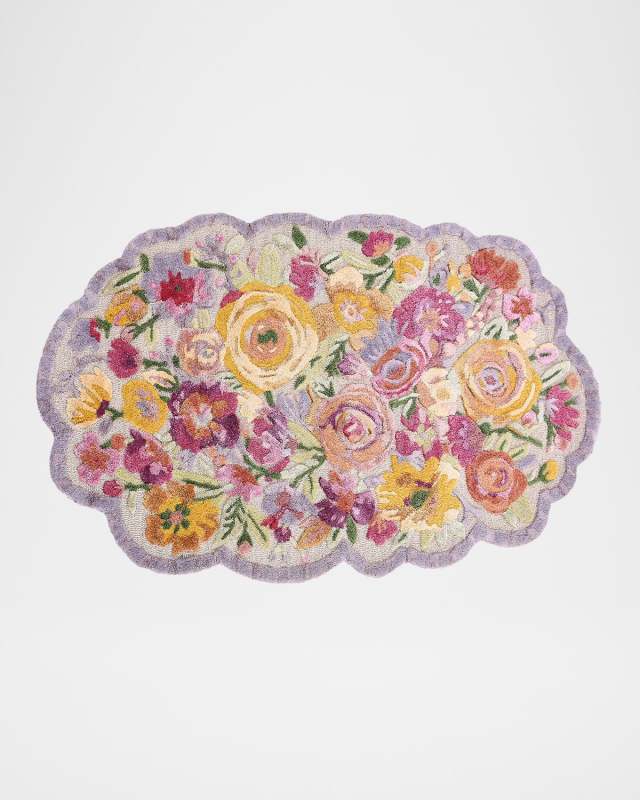 Scalloped Flower Meadow Rug, 3' x 5'